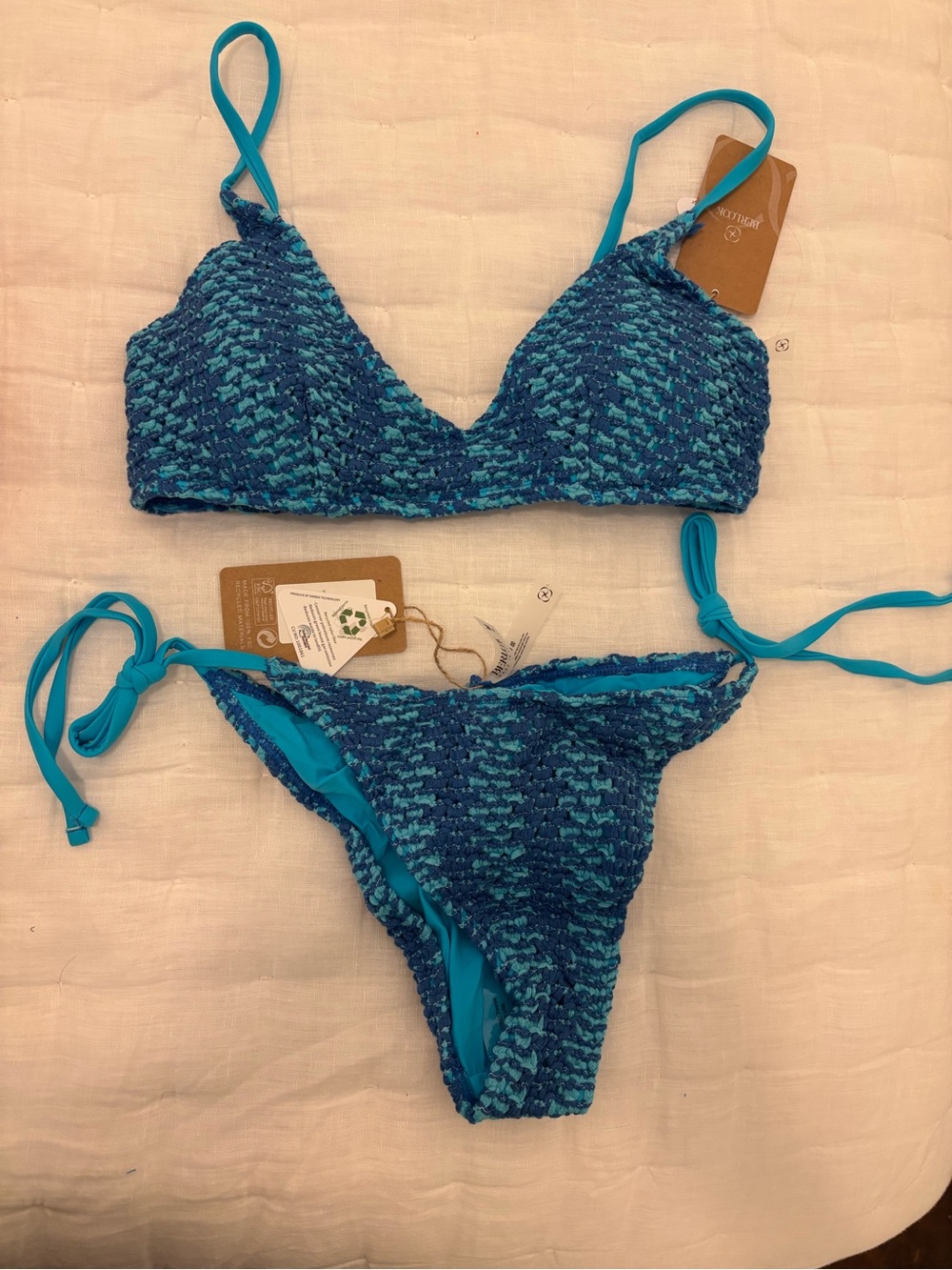 Textured Aqua Two-Piece Bikini Set - Women Swim Bikinis